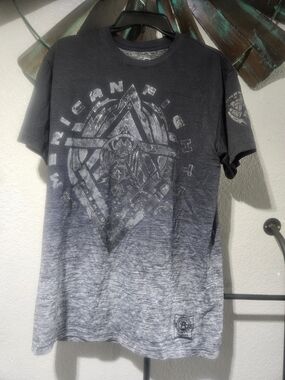 American Fighter Black to Gray Ombre Graphic Short Sleeve Tee